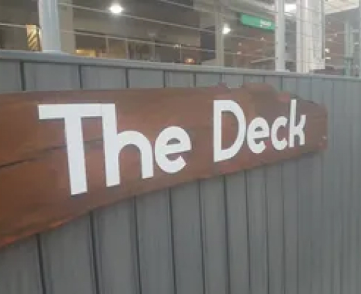 The deck text on wall