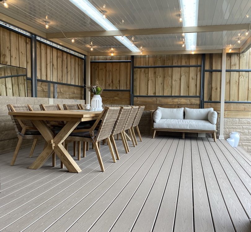 Outdoor decking using trex components
