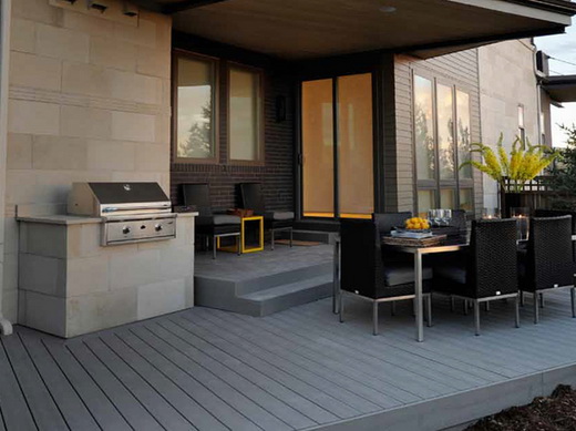 Outdoor decking using Gravel Path Classic Earth Tone components