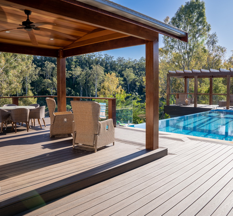 Outdoor decking using trex components